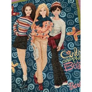 BARBIE Woven Tapestry blanket throw 48x56 Girls are the best